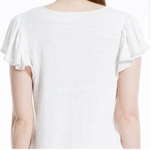 NWT MAX STUDIO Flutter Sleeve Crinkle Jersey Top - Picture 2 of 5